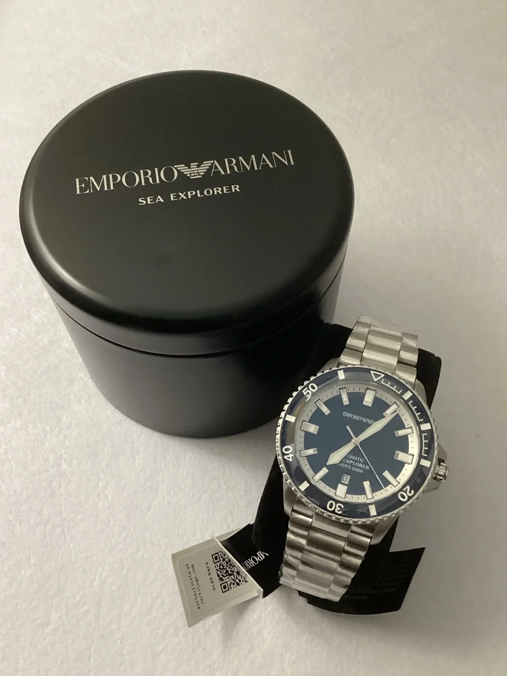 Emporio Armani Sea Explorer Blue Dial Silver Steel Strap Watch 42mm AR60079